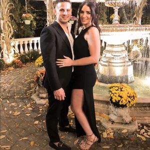 Black Maxi Dress with High Slit & Crossback